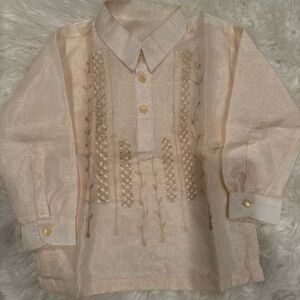 Elegant Cream Kids Shirt with Embroidery